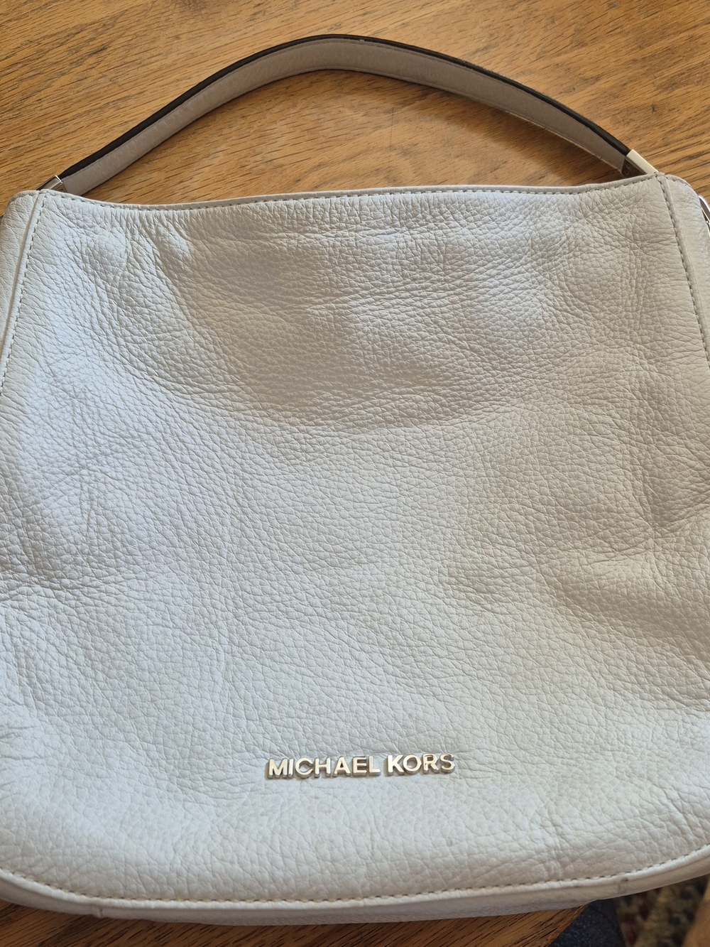 MICHAEL KORS White Pebble Leather Hobo Bag
